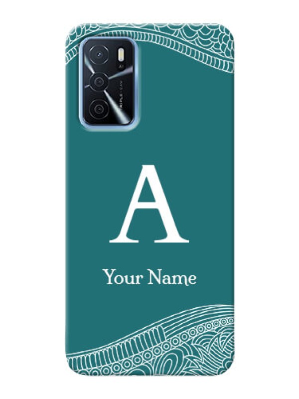 Custom Oppo A16 Mobile Back Covers: line art pattern with custom name Design