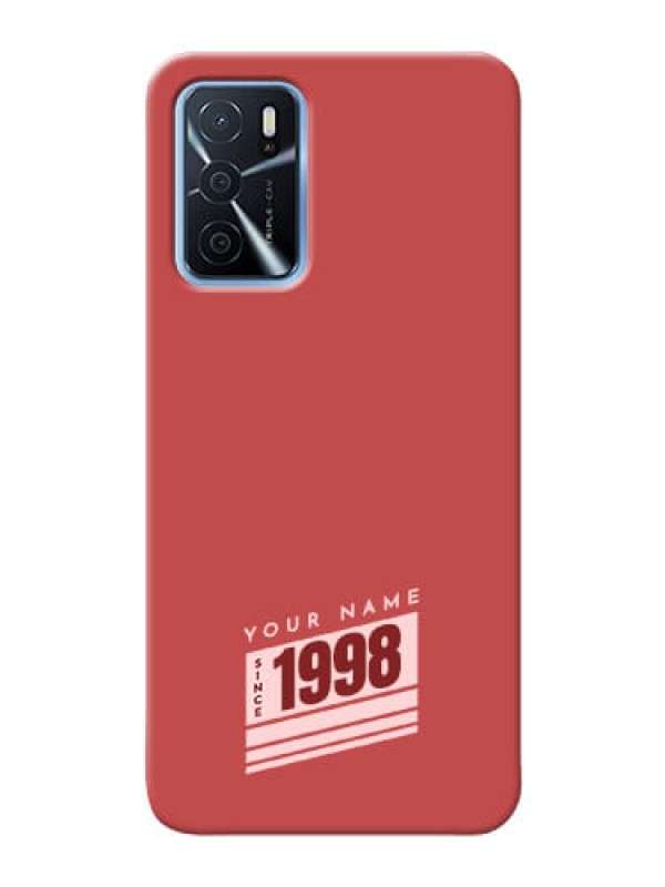 Custom Oppo A16 Phone Back Covers: Red custom year of birth Design