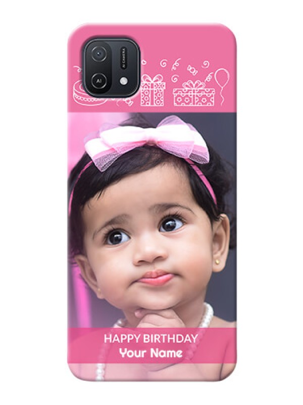 Custom Oppo A16e Custom Mobile Cover with Birthday Line Art Design