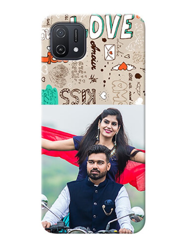 Custom Oppo A16e Personalised mobile covers: Love Doodle Pattern 