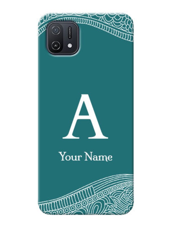 Custom Oppo A16E Mobile Back Covers: line art pattern with custom name Design