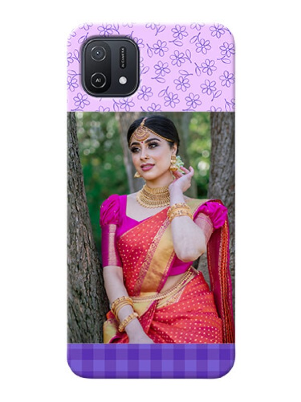 Custom Oppo A16k Mobile Cases: Purple Floral Design