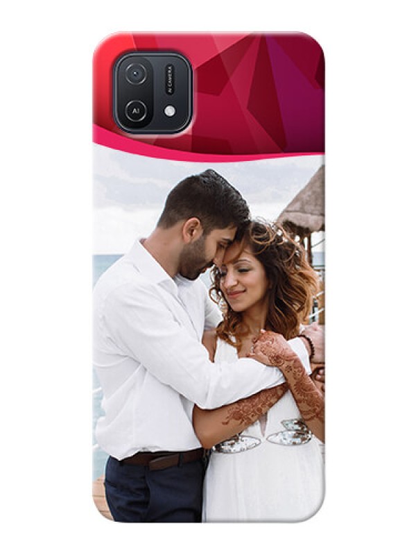 Custom Oppo A16k custom mobile back covers: Red Abstract Design