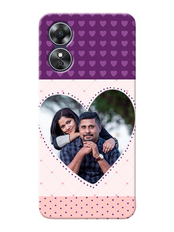 Custom Oppo A17 Mobile Back Covers: Violet Love Dots Design