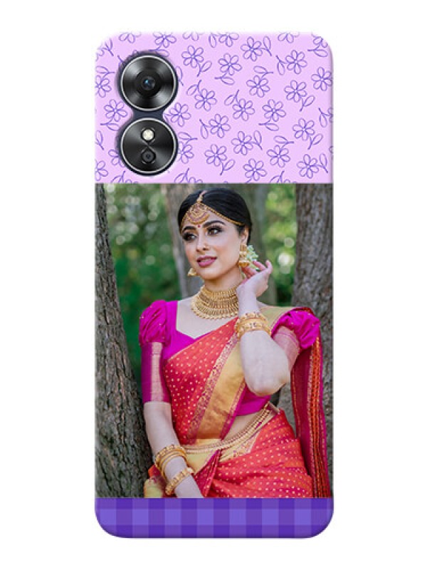 Custom Oppo A17 Mobile Cases: Purple Floral Design