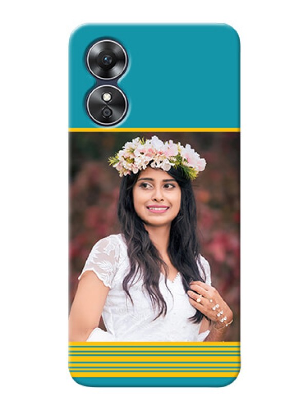 Custom Oppo A17 personalized phone covers: Yellow & Blue Design 