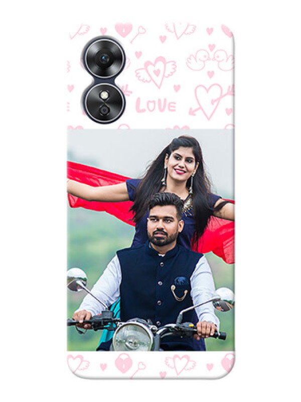 Custom Oppo A17 personalized phone covers: Pink Flying Heart Design