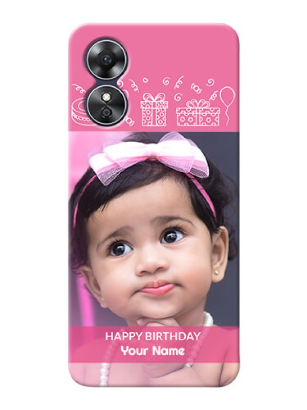Custom Oppo A17 Custom Mobile Cover with Birthday Line Art Design