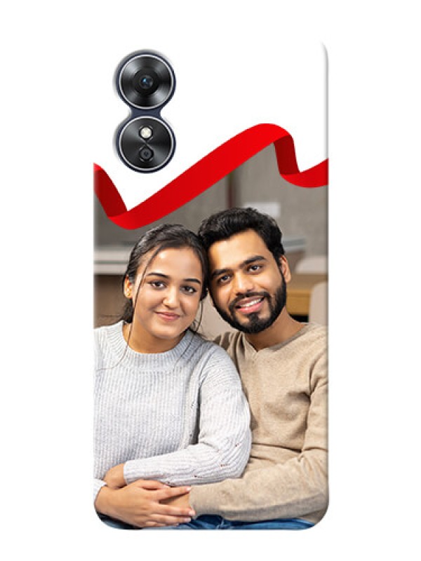 Custom Oppo A17 custom phone cases: Red Ribbon Frame Design