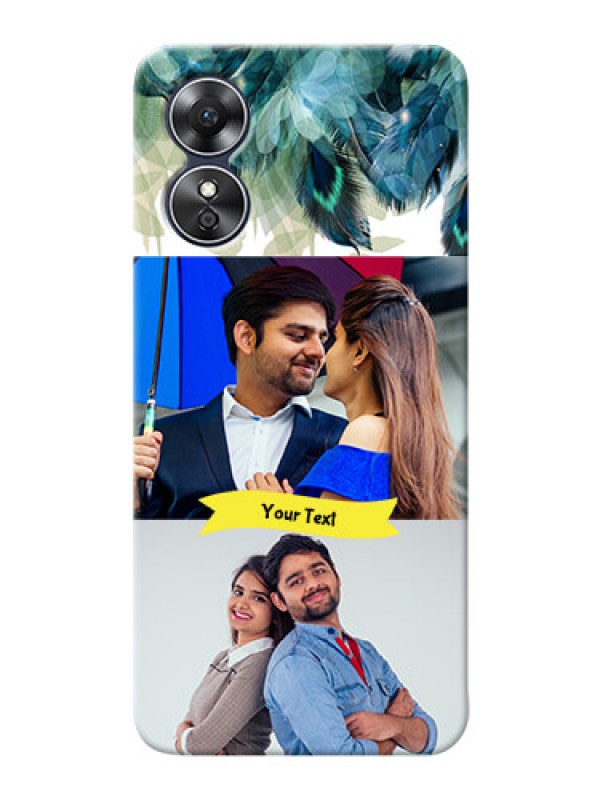 Custom Oppo A17 Phone Cases: Image with Boho Peacock Feather Design