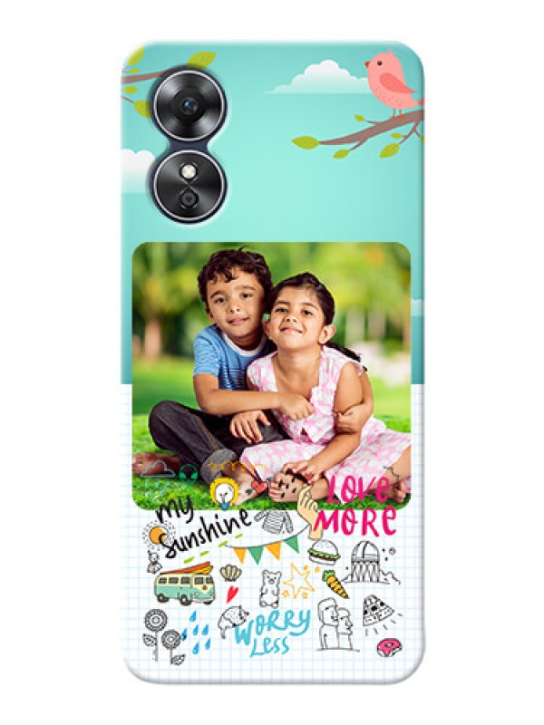 Custom Oppo A17 phone cases online: Doodle love Design