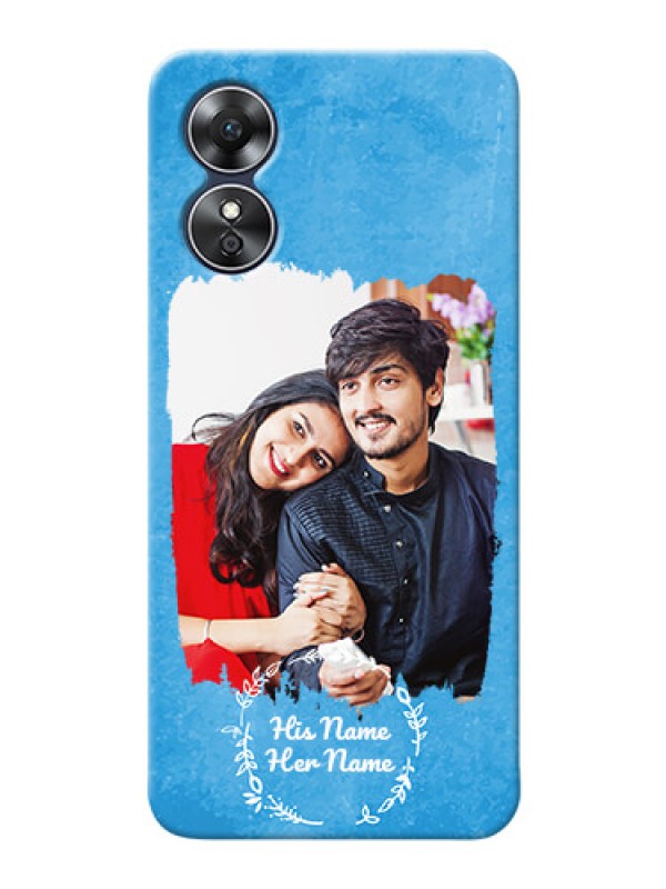 Custom Oppo A17 custom mobile cases: Blue Color Vintage Design