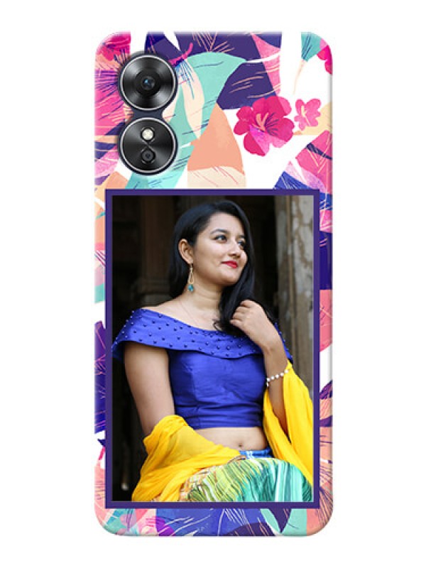 Custom Oppo A17 Personalised Phone Cases: Abstract Floral Design