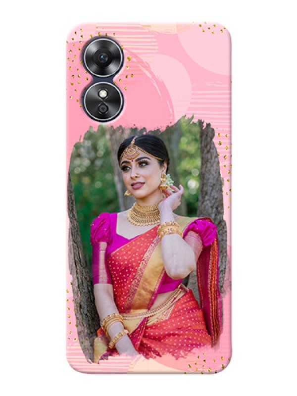 Custom Oppo A17 Phone Covers for Girls: Gold Glitter Splash Design