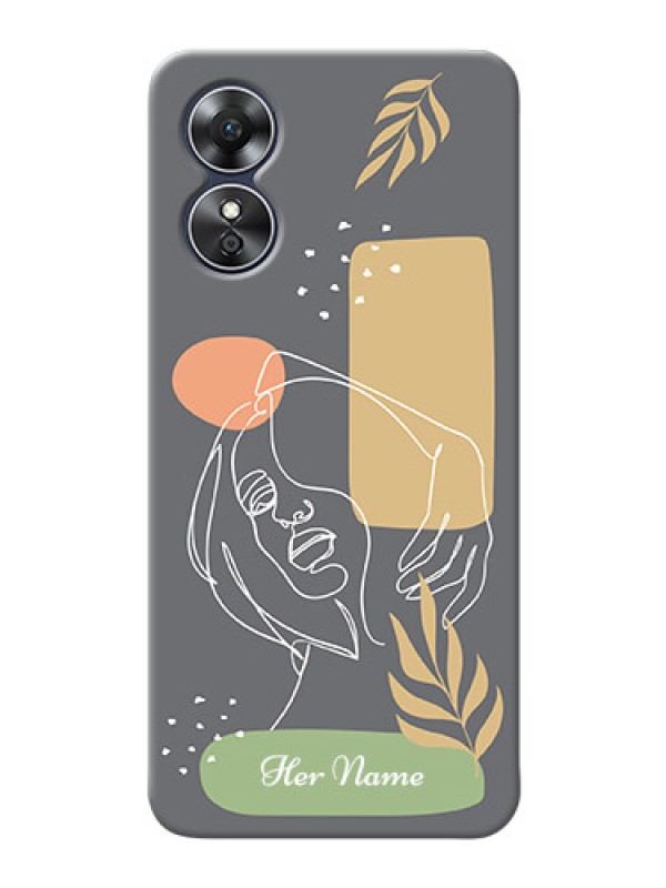 Custom Oppo A17 Phone Back Covers: Gazing Woman line art Design