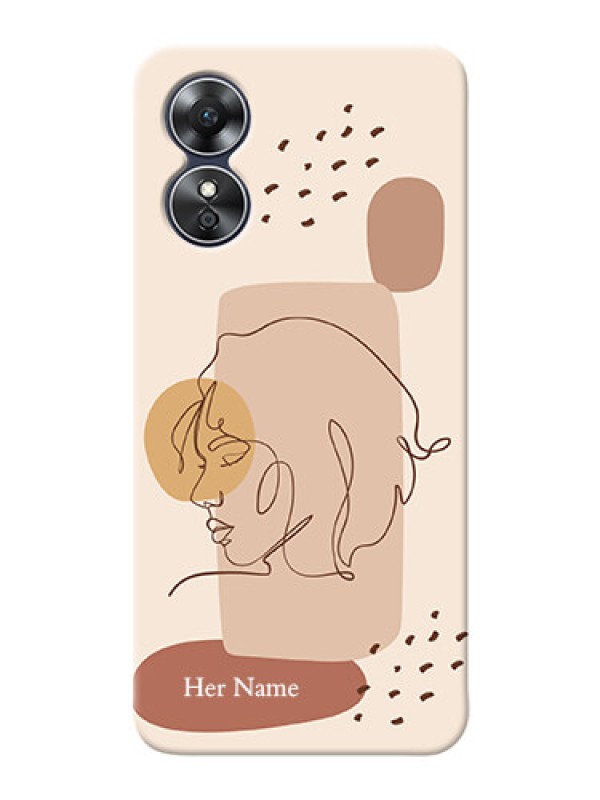 Custom Oppo A17 Custom Phone Covers: Calm Woman line art Design