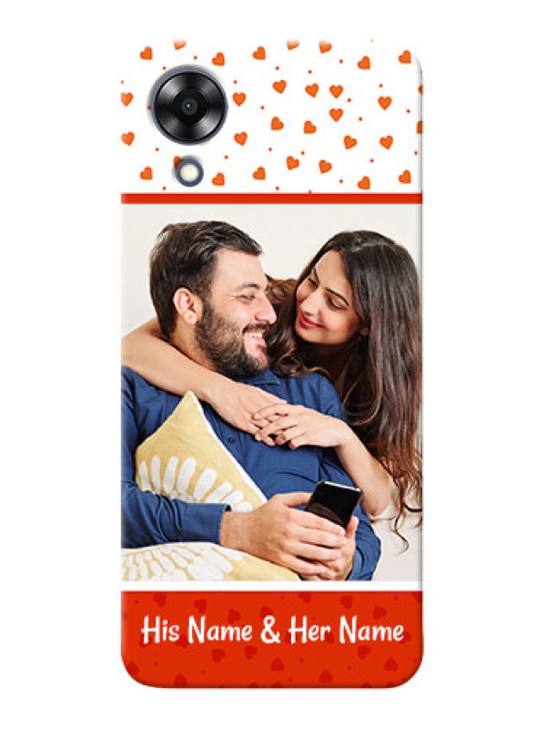 Custom Oppo A17k Phone Back Covers: Orange Love Symbol Design
