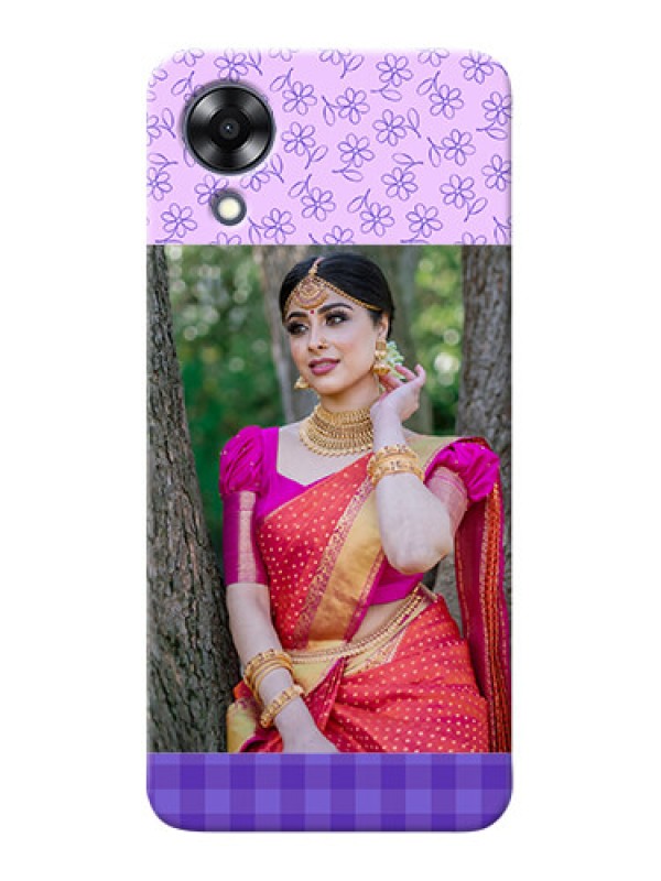 Custom Oppo A17k Mobile Cases: Purple Floral Design