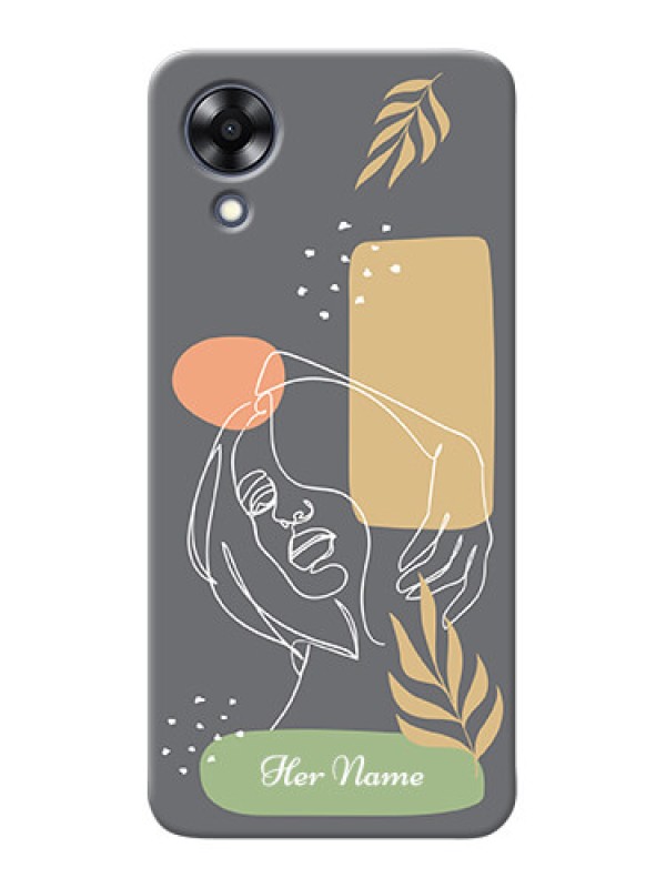 Custom Oppo A17K Phone Back Covers: Gazing Woman line art Design
