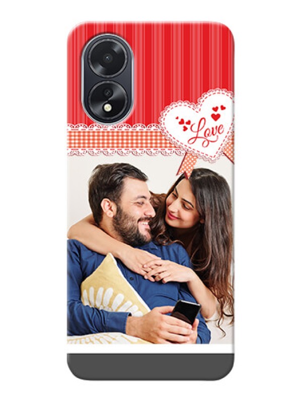 Custom Oppo A18 phone cases online: Red Love Pattern Design