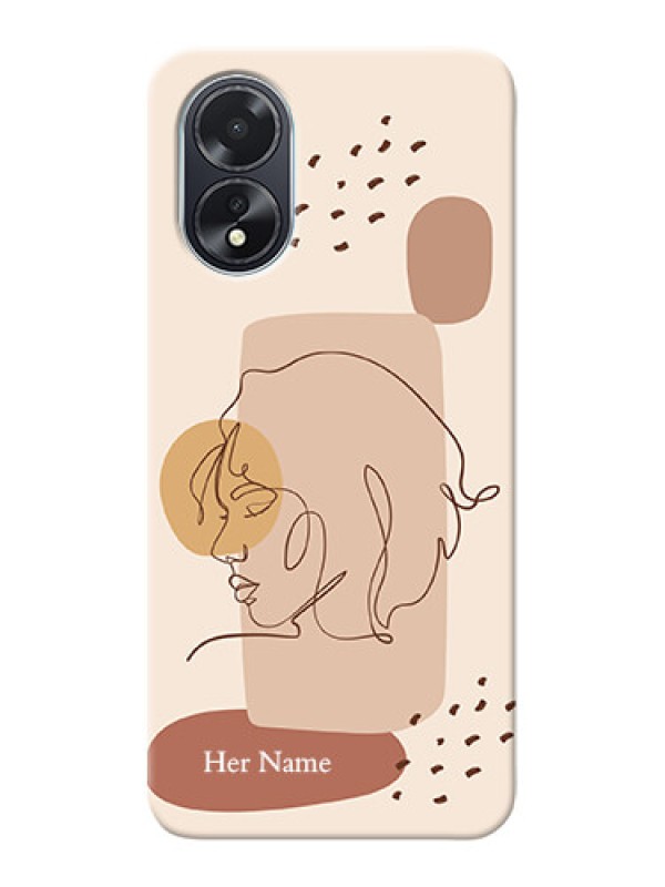 Custom Oppo A18 Photo Printing on Case with Calm Woman line art Design