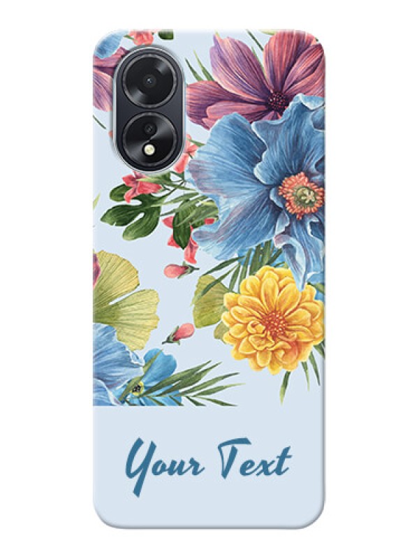 Custom Oppo A18 Custom Mobile Case with Stunning Watercolored Flowers Painting Design