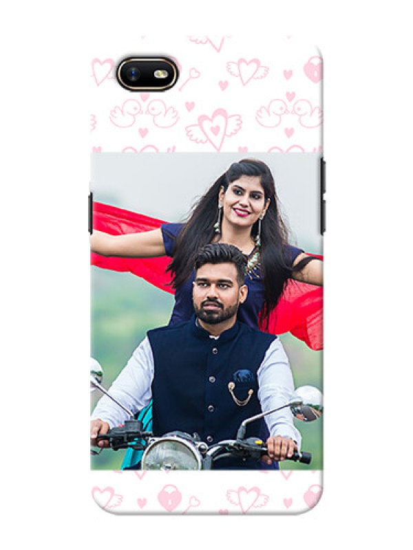 Custom Oppo A1K personalized phone covers: Pink Flying Heart Design
