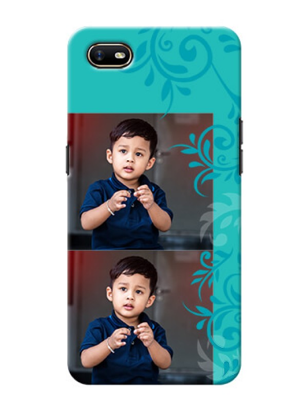 Custom Oppo A1K Mobile Cases with Photo and Green Floral Design 