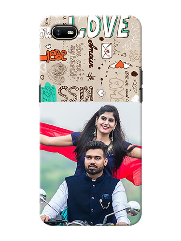 Custom Oppo A1K Personalised mobile covers: Love Doodle Pattern 