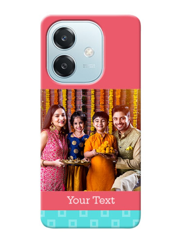 Custom Oppo A3 5G Mobile Back Covers: Peach And Blue Color Design