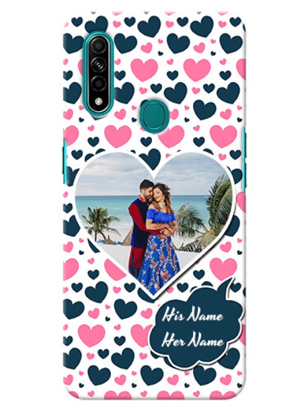 Custom Oppo A31 Mobile Covers Online: Pink & Blue Heart Design