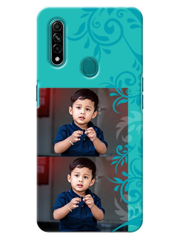 Custom Oppo A31 Mobile Cases with Photo and Green Floral Design 