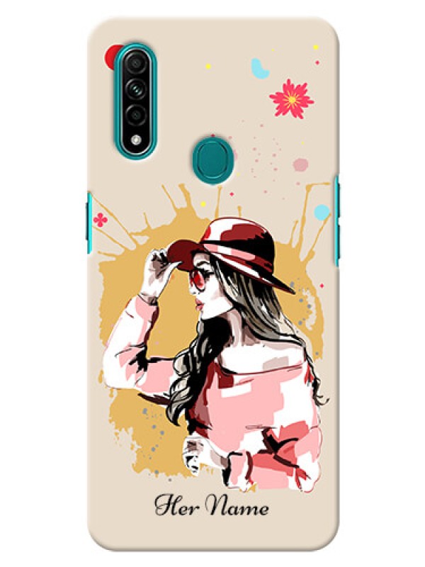 Custom Oppo A31 Back Covers: Women with pink hat Design
