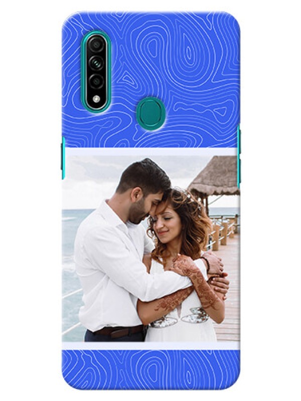 Custom Oppo A31 Mobile Back Covers: Curved line art with blue and white Design