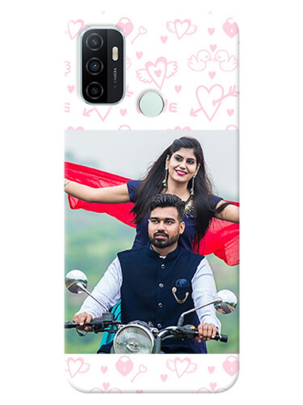 Custom Oppo A33 2020 personalized phone covers: Pink Flying Heart Design