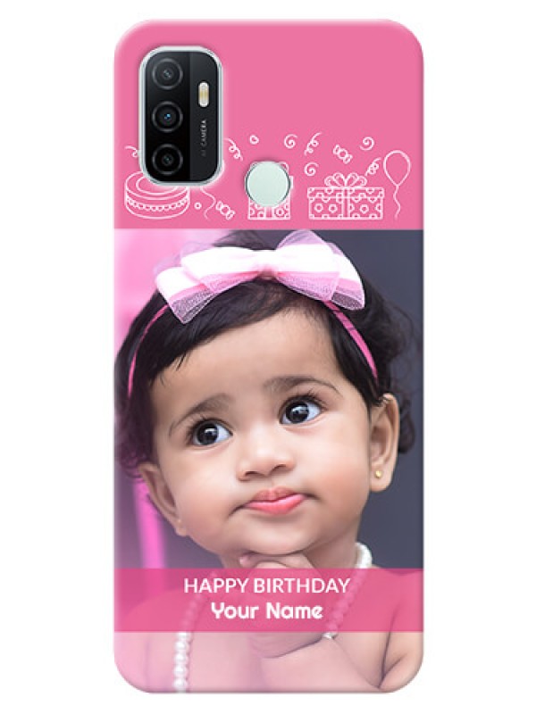 Custom Oppo A33 2020 Custom Mobile Cover with Birthday Line Art Design