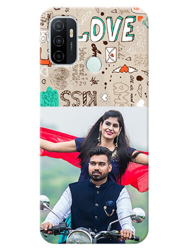 Custom Oppo A33 2020 Personalised mobile covers: Love Doodle Pattern 