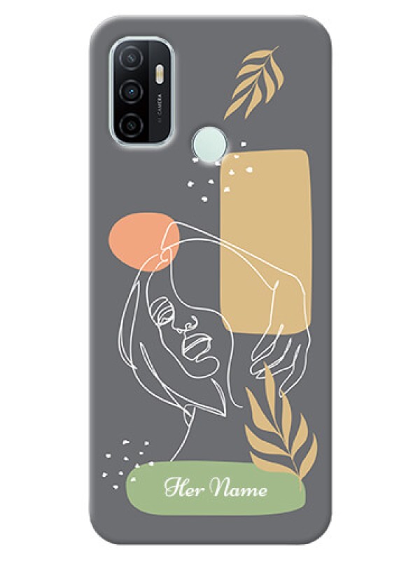 Custom Oppo A33 2020 Phone Back Covers: Gazing Woman line art Design