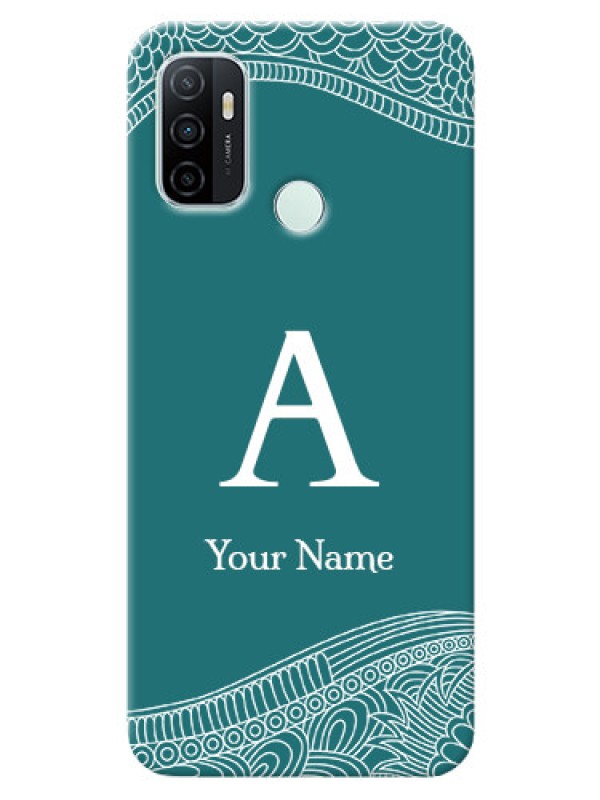 Custom Oppo A33 2020 Mobile Back Covers: line art pattern with custom name Design