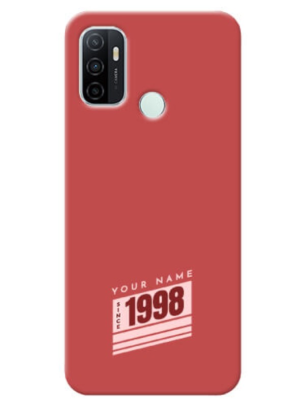 Custom Oppo A33 2020 Phone Back Covers: Red custom year of birth Design