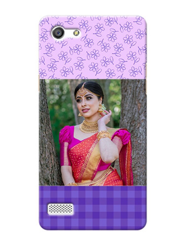 Custom Oppo A33 Floral Design Purple Pattern Mobile Cover Design
