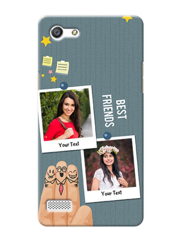 Custom Oppo A33 3 image holder with sticky frames and friendship day wishes Design