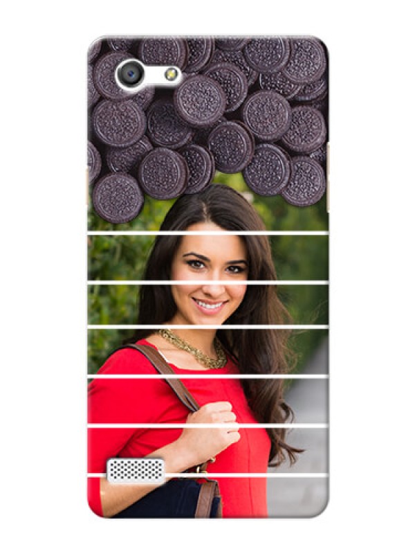Custom Oppo A33 oreo biscuit pattern with white stripes Design