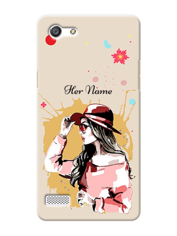 Custom Oppo A33 Back Covers: Women with pink hat Design