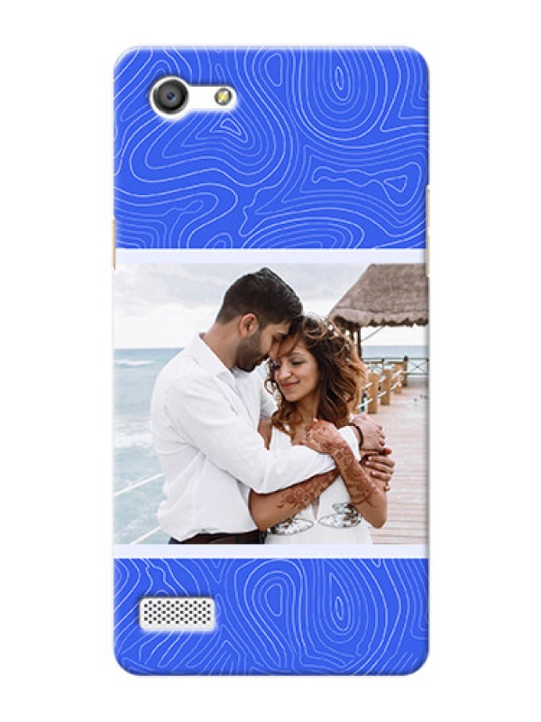 Custom Oppo A33 Mobile Back Covers: Curved line art with blue and white Design