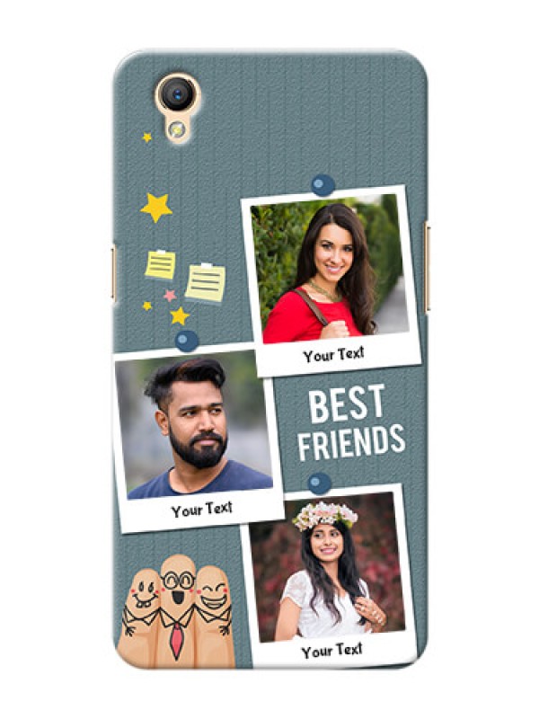 Custom Oppo A37 3 image holder with sticky frames and friendship day wishes Design