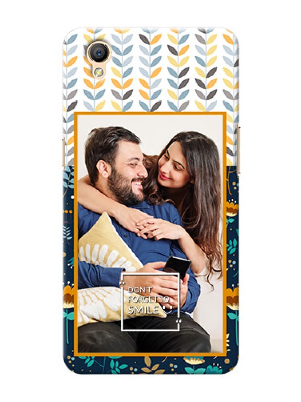 Custom Oppo A37 seamless and floral pattern design with smile quote Design