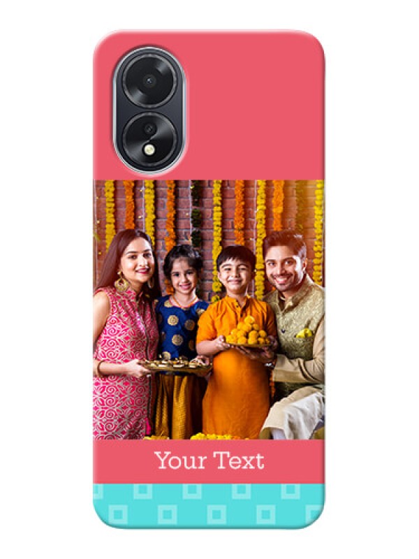 Custom Oppo A38 Mobile Back Covers: Peach & Blue Color Design