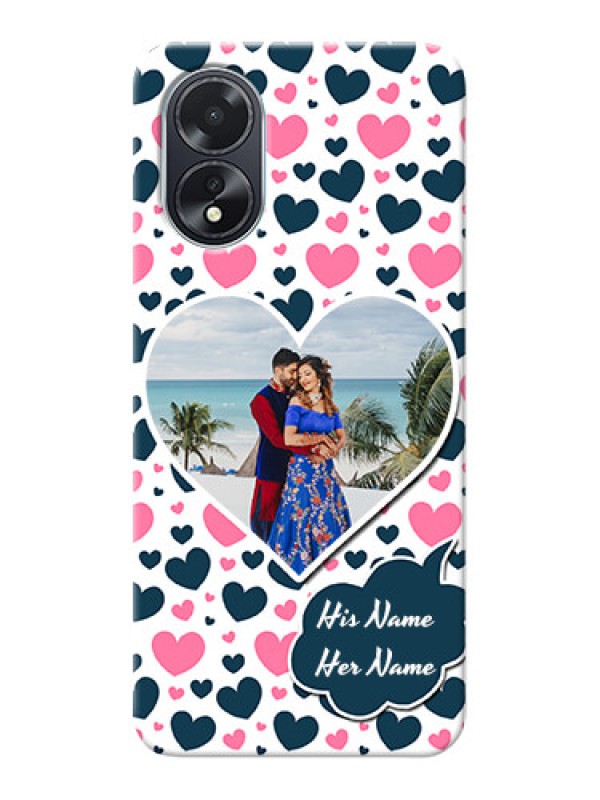 Custom Oppo A38 Mobile Covers Online: Pink & Blue Heart Design