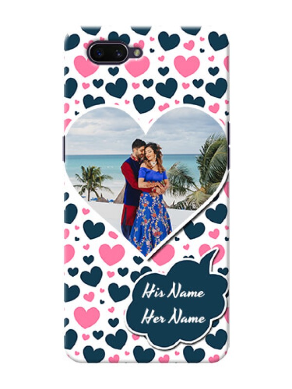 Custom OPPO A3s Mobile Covers Online: Pink & Blue Heart Design